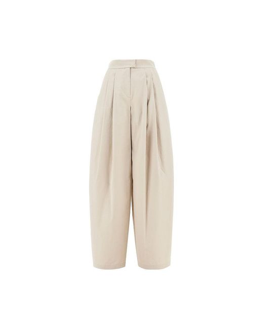 Emporio Armani Natural Gabardine Wide Pants With Darts