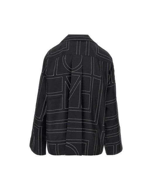 Totême  Black Monogram Silk Pyjama Shirt