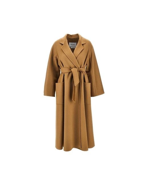 Max Mara Brown Midi Cloth Coat With Belt