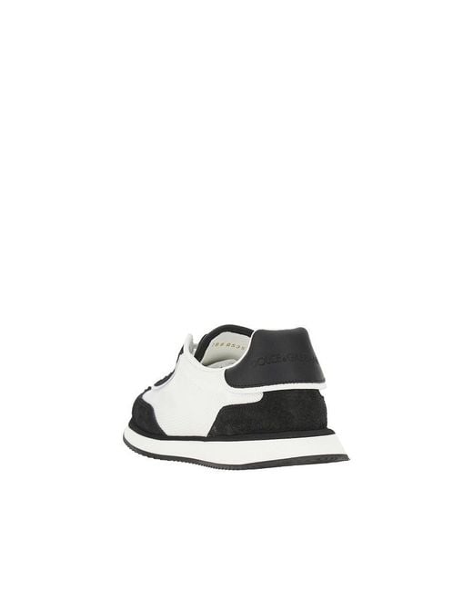 Dolce & Gabbana Black Leather And Mesh 'Dg Cushion' Sneakers for men