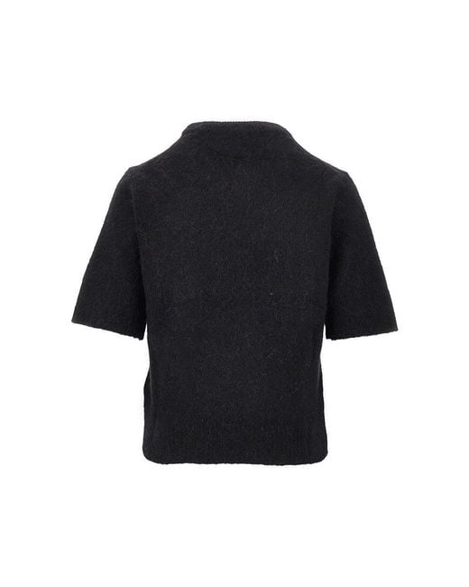 Ganni Black Wool-Blend Knitted Top