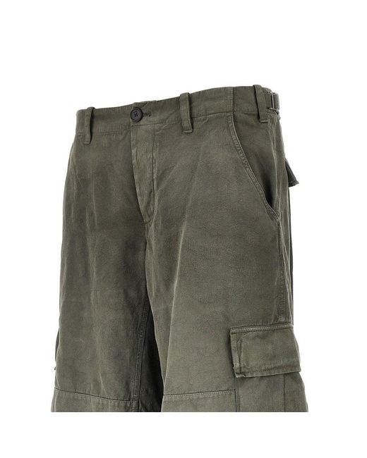 Fendi Green Cotton Bermuda Shorts With Jacquard Motif