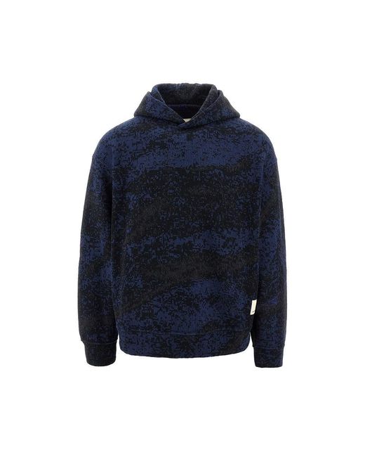 Emporio Armani Blue Asv Cotton-Blend Hooded Sweater for men