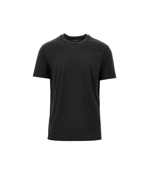 Emporio Armani Black Eagle Embroidery Modal-Blend T-Shirt for men