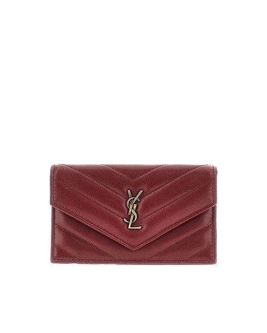Saint Laurent Red 'Fragments Cassandre' Leather Cardholder