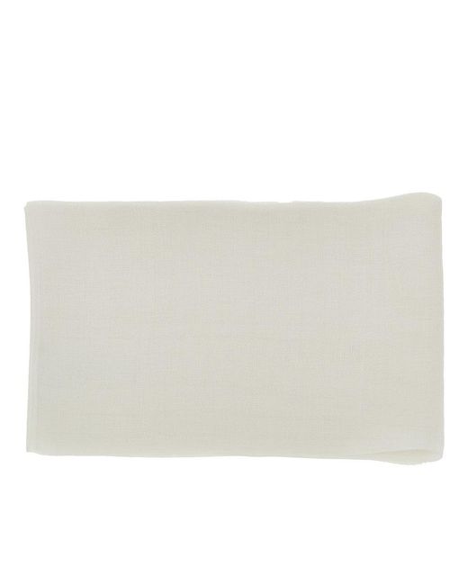 Emporio Armani White Jacquard Wool Blend Scarf