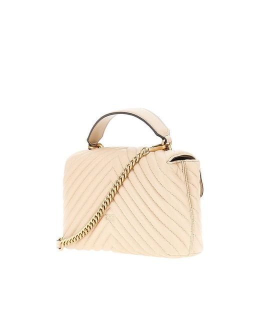 Pinko Metallic Chevron Nappa Leather Mini Love Lady Puff Bag