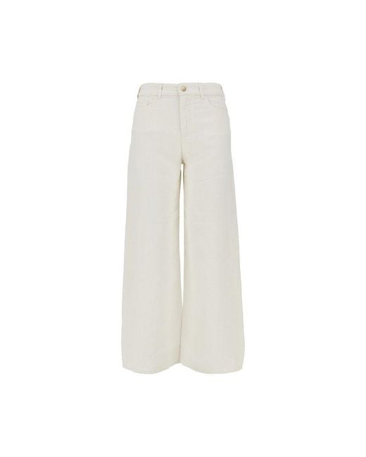 Emporio Armani White 'J33' Wide Cropped Leg Jeans