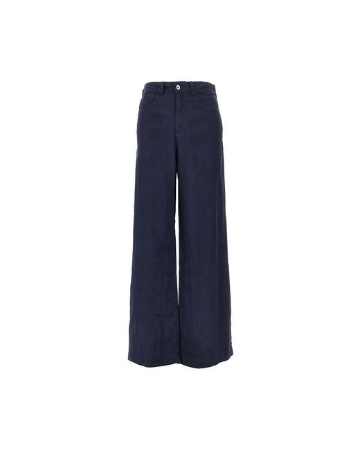 Emporio Armani Blue 'J14' Linen Pants