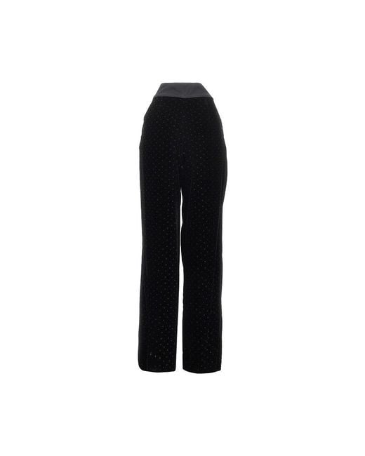 Emporio Armani Black Lurex Polka-Dot Velvet Pants