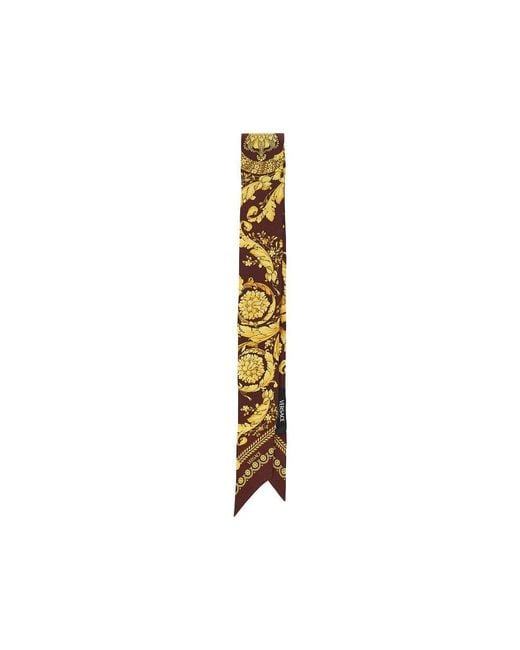 Versace Metallic Barocco Print Silk Bandeaux
