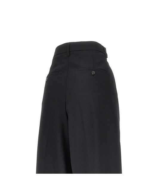 Weekend by Maxmara Black Virgin Wool Wide-Leg Pants