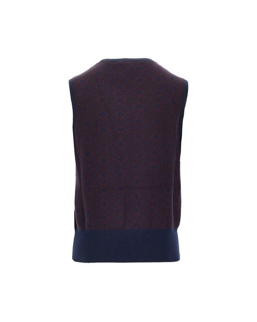 Emporio Armani Blue Cashmere And Wool Vest With Diamonds Motif for men