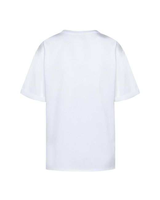 Saint Laurent White Logo Print Cotton Jersey Boyfriend Tee