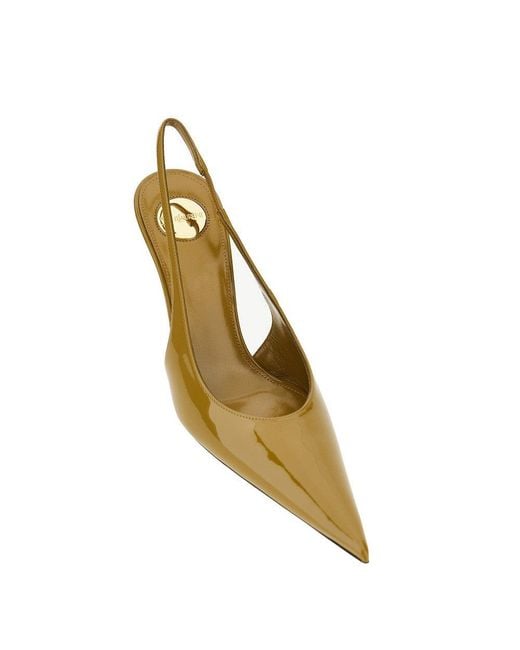 Saint Laurent Metallic 'Guermantes' Patent Leather Slingback Pumps
