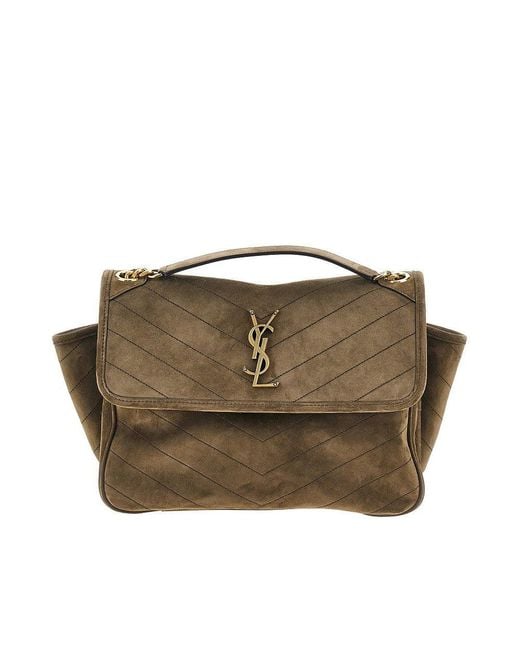 Saint Laurent Natural Suede Leather 'Niki Tripouch' Bag