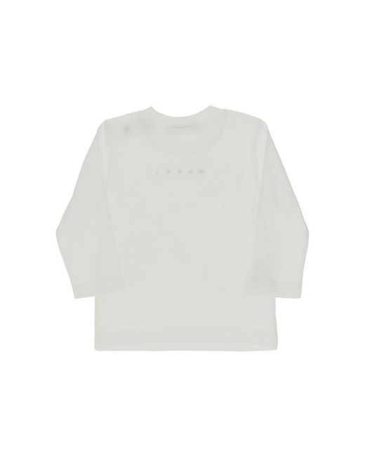 Marni White Long-Sleeved T-Shirt With Logo Print Kids for men