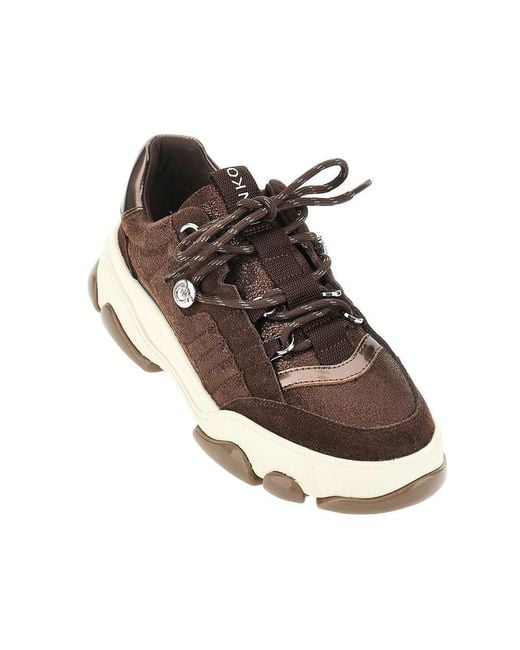 Pinko Brown 'Athena' Leather Sneakers