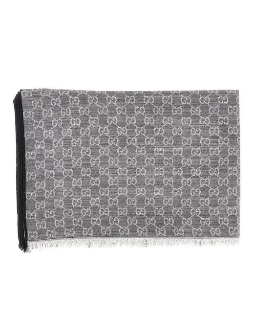 Gucci Metallic Jacquard Silk And Wool-Blend Scarf for men