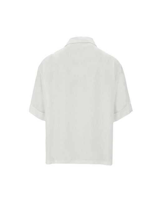 Balmain White Embroidered T-Shirt With Collar for men