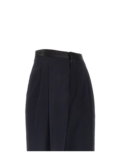 Bottega Veneta Blue Grain De Poudre Wool Pants With Darts