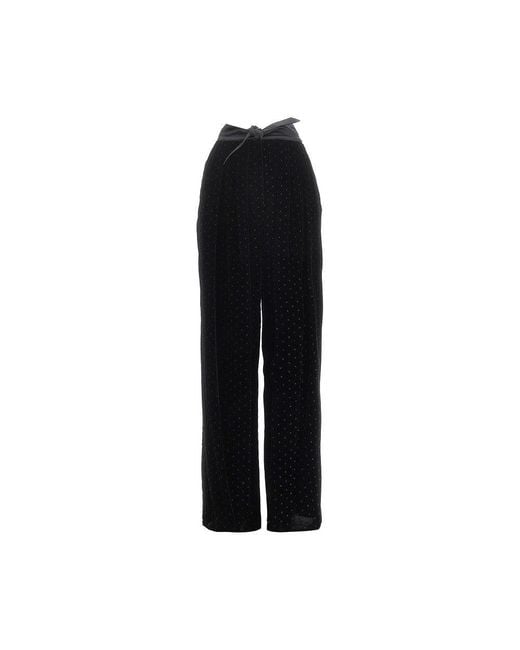 Emporio Armani Black Lurex Polka-Dot Velvet Pants