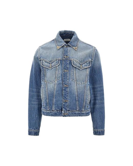 Versace Blue Denim Jacket With Medusa Details for men