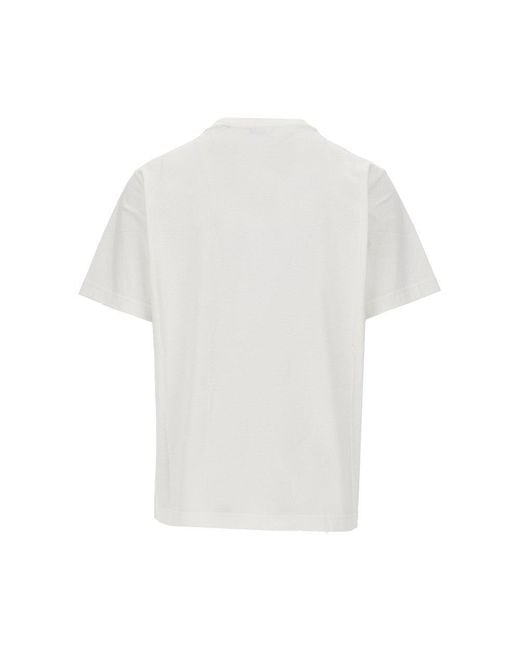 Burberry White Flocked Ekd Motif T-Shirt for men