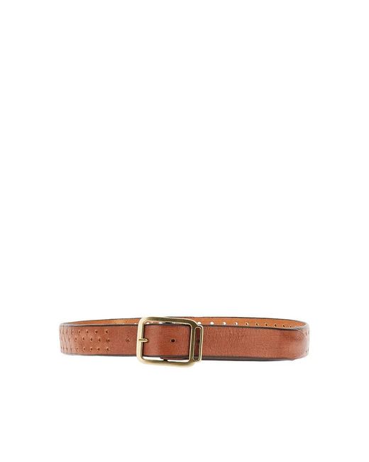 GIANNIFRANCO BELTS Brown Openworked Leather Belt for men