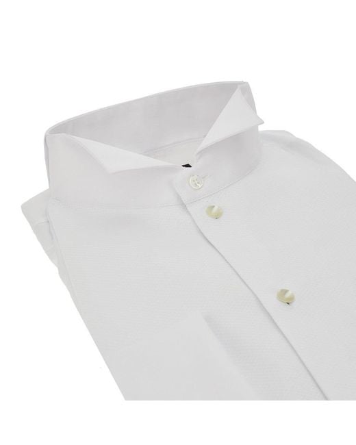 Giorgio Armani White Cotton Tuxedo Shirt for men