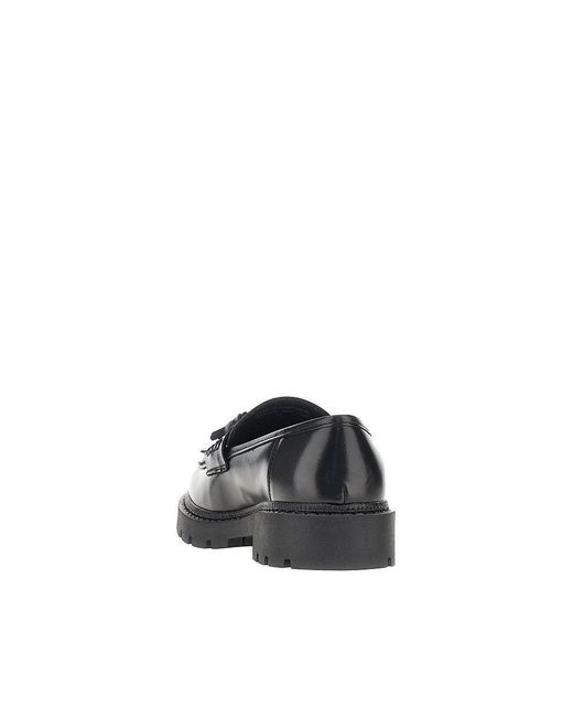 Bianco Black Leather Loafers With Tassels for men