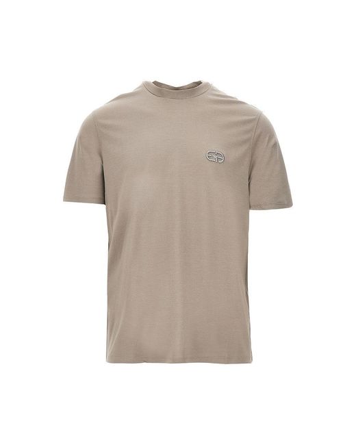Emporio Armani Gray Lyocell-Blend Jersey T-Shirt With Embroidery for men