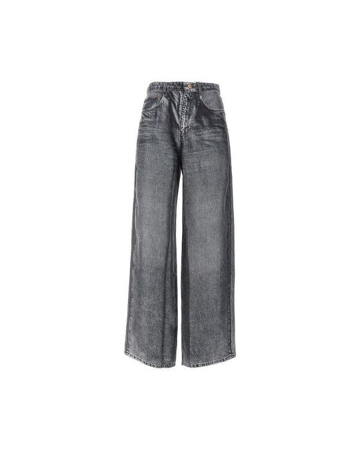 Pierre Louis Mascia Gray Demim Print Silk Pants