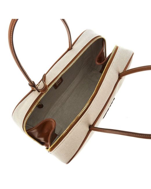 Miu Miu Gray Canvas And Leather Large 'Beau' Bag