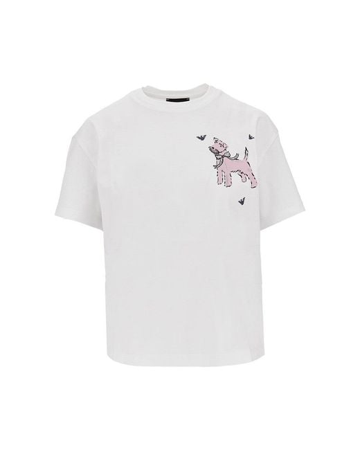 Emporio Armani White Jersey T-Shirt With Print
