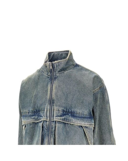 Purple Brand Blue Denim Boxy Fit Bomber Jacket for men
