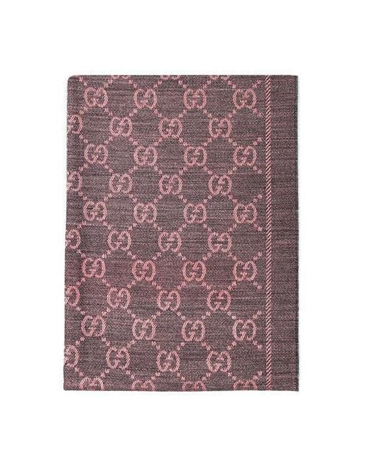 Gucci Purple Gg Jacquard Wool Scarf