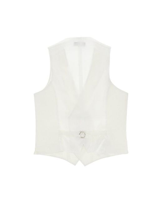 Luigi Bianchi White Double-Breasted Satin Vest for men