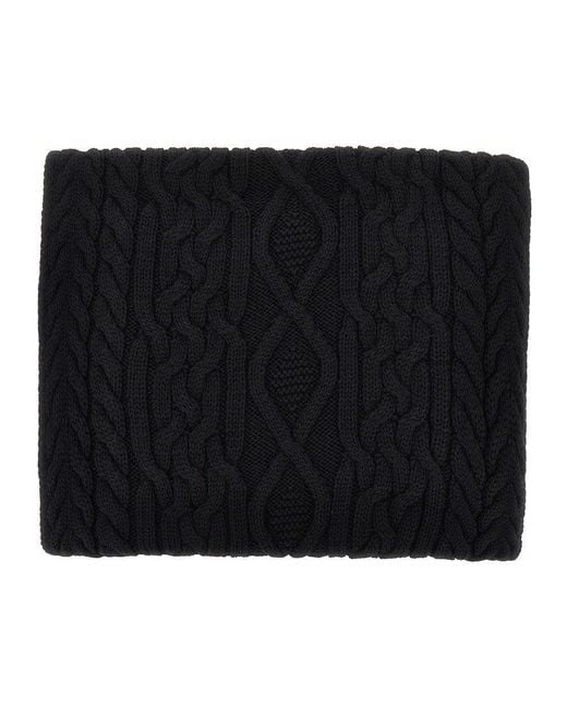 Emporio Armani Black Wool-Blend Scarf With Logo Label