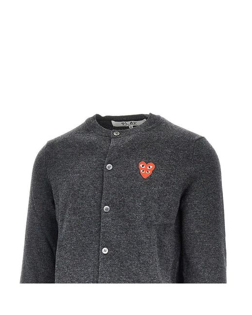 COMME DES GARÇONS PLAY Blue Wool Cardigan With Heart Patch for men
