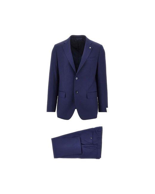 Luigi Bianchi Blue Wool Single-Breasted Tailored Suit for men
