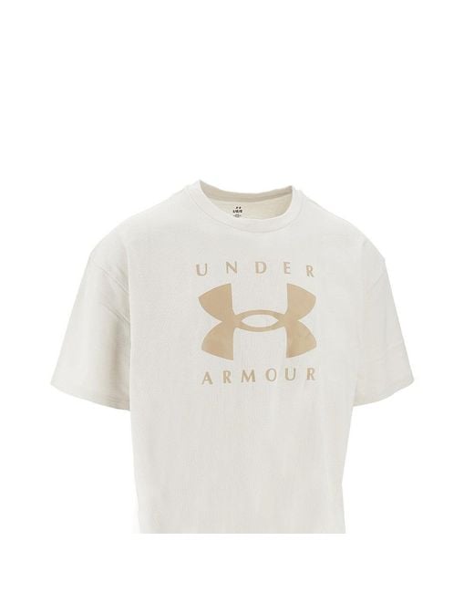 Under Armour White Loose Fit T-Shirt With Logo Print for men