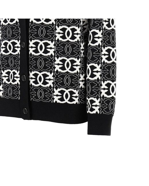 Pinko Black Jacquard Viscose-Blend Cardigan
