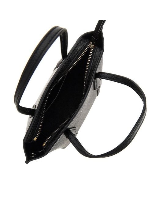 Tory Burch Black Grained Leather 'Perry' Mini Shopping Bag