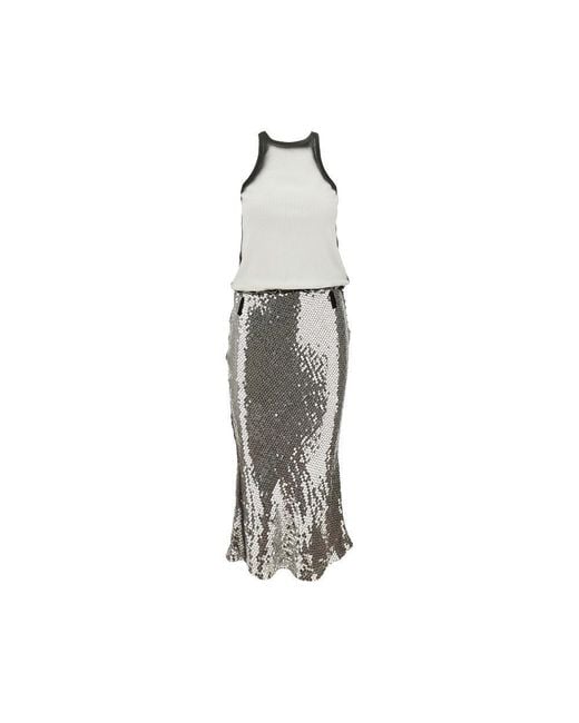 The Attico White Jersey And Sequins Midi Dress
