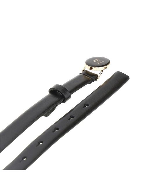 Pinko Black Leather Belt With Enameled Buckle