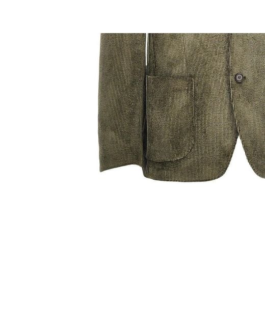 BRERAS Milano Green 'Venezia' Corduroy Single-Breasted Jacket for men