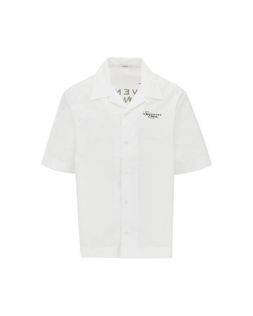 Givenchy White Stamp Print Poplin Shirt for men