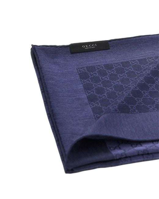 Gucci Blue Silk And Wool-Blend Scarf for men
