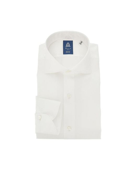 Finamore 1925 White 170 Two-Ply Cotton Poplin Shirt for men